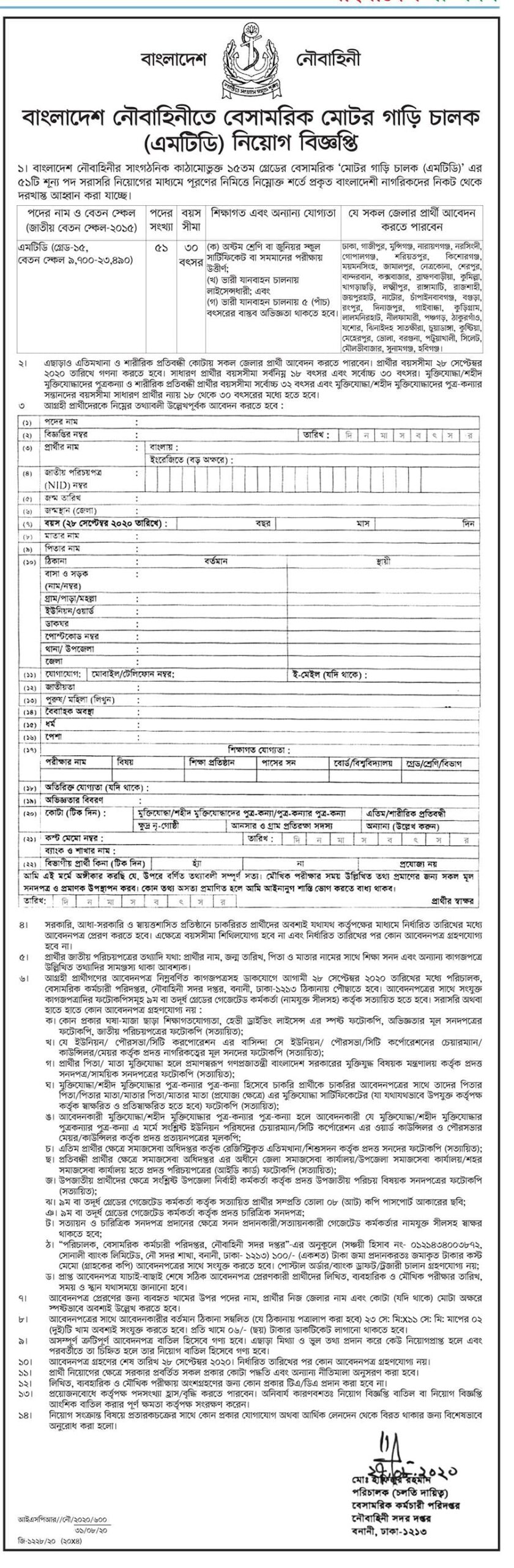 Bangladesh Navy Civilian Job Circular 2023