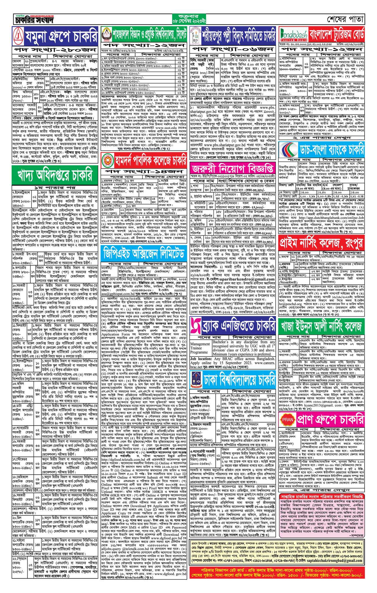 Weekly Job News Newspaper 08 September 2023 | Songbad