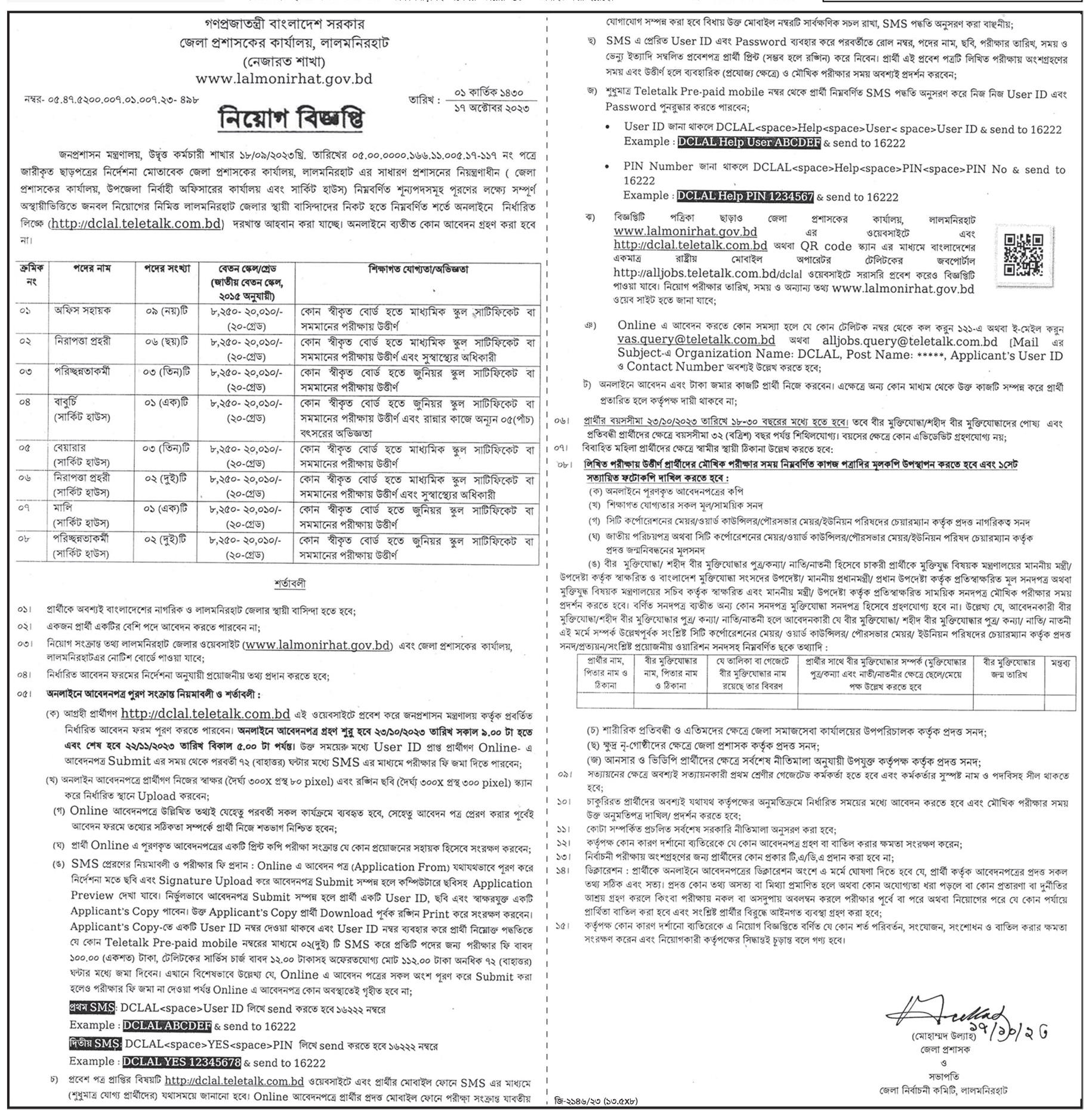 lalmonirhat Zila Parishad Office Job circular 2023
